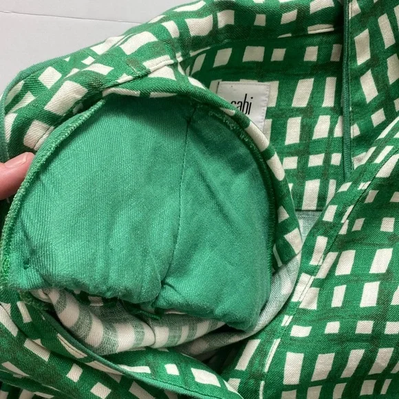 CAbi Green and White Checkered Jacket Tie Waist Shoulder Pads Medium - Picture 4 of 7